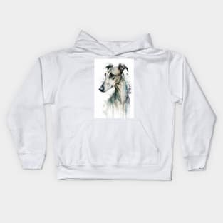 Watercolor Greyhound Grayhound Dog Portrait Kids Hoodie